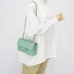 Chanel Small Classic D Flap Caviar Light Green SHW
