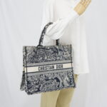 Dior Large Book Tote Blue And Ecru Toile De Jouy Reverse Embroidery Canvas