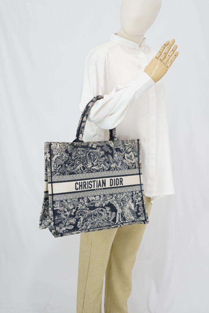 Dior Large Book Tote Blue And Ecru Toile De Jouy Reverse Embroidery Canvas