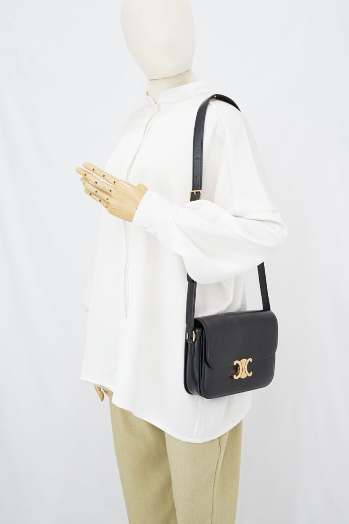 Celine Triomphe Classic Medium Black GHW