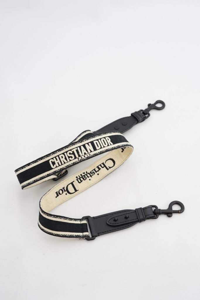 Dior Adjustable Shoulder Strap Ultramatte Black Embroidery