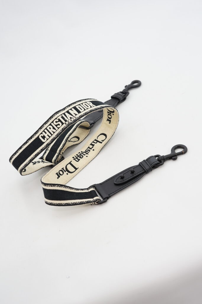 Dior Adjustable Shoulder Strap Ultramatte Black Embroidery