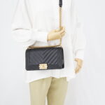 Chanel Boy 25 Chevron Black GHW