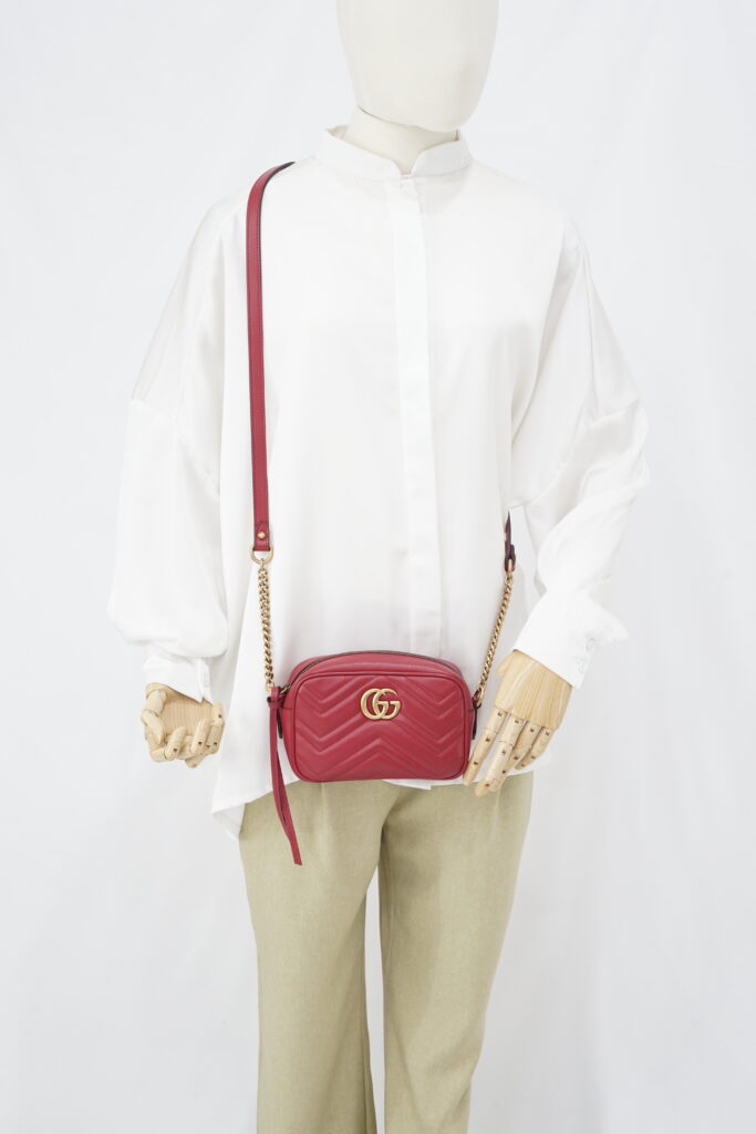 Gucci Mini Marmont Camera Bag Red GHW