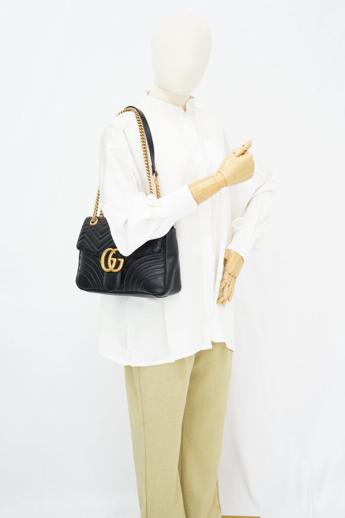 Gucci GG Marmont Medium Matelasse Black GHW