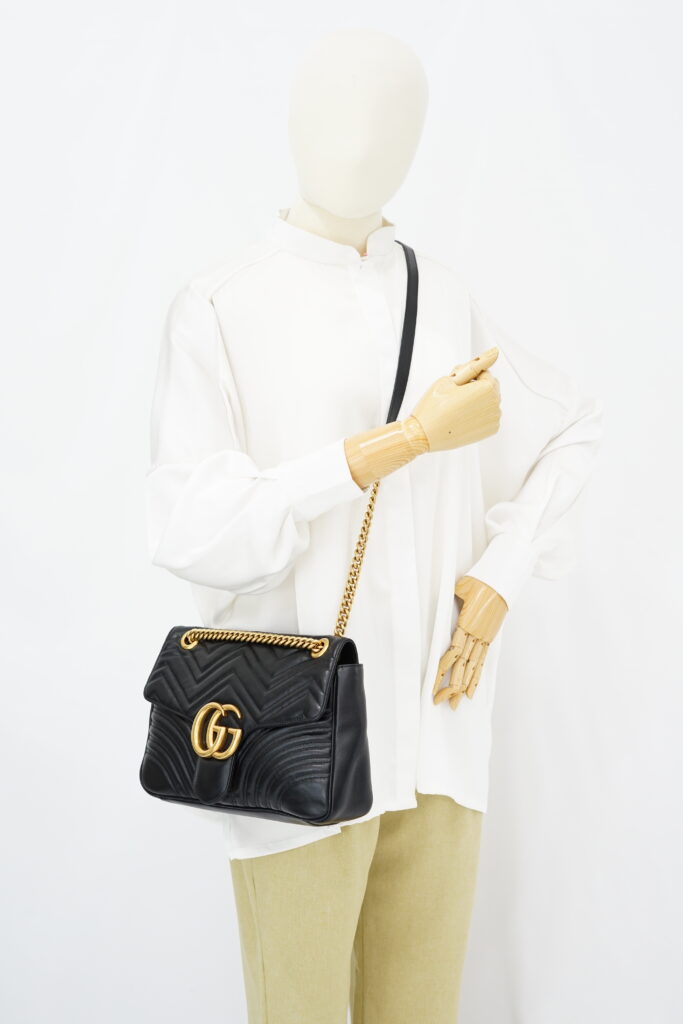 Gucci GG Marmont Medium Matelasse Black GHW
