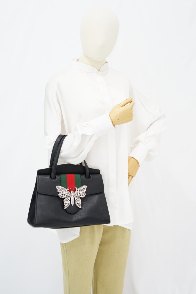 Gucci Medium Linea Totem Tote Black Web Stripe GHW
