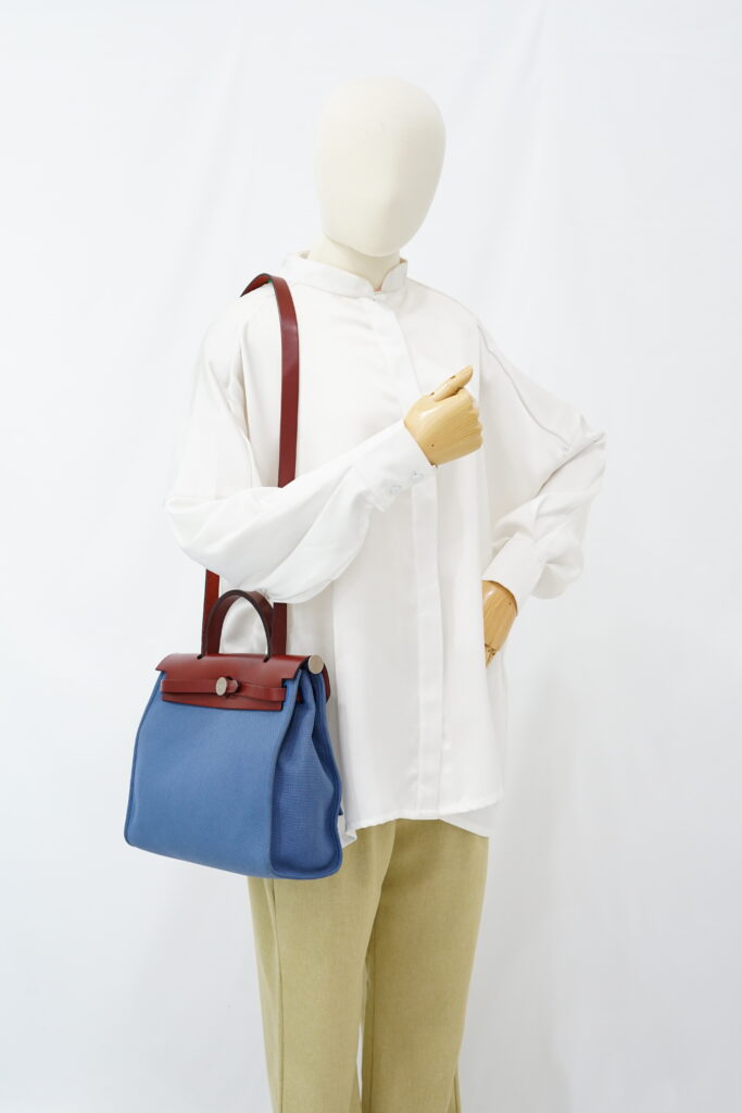 Hermes Herbag 31 Toile Militaire Bleu Agate PHW