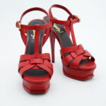 Saint Laurent Tribute Sandals Red GHW