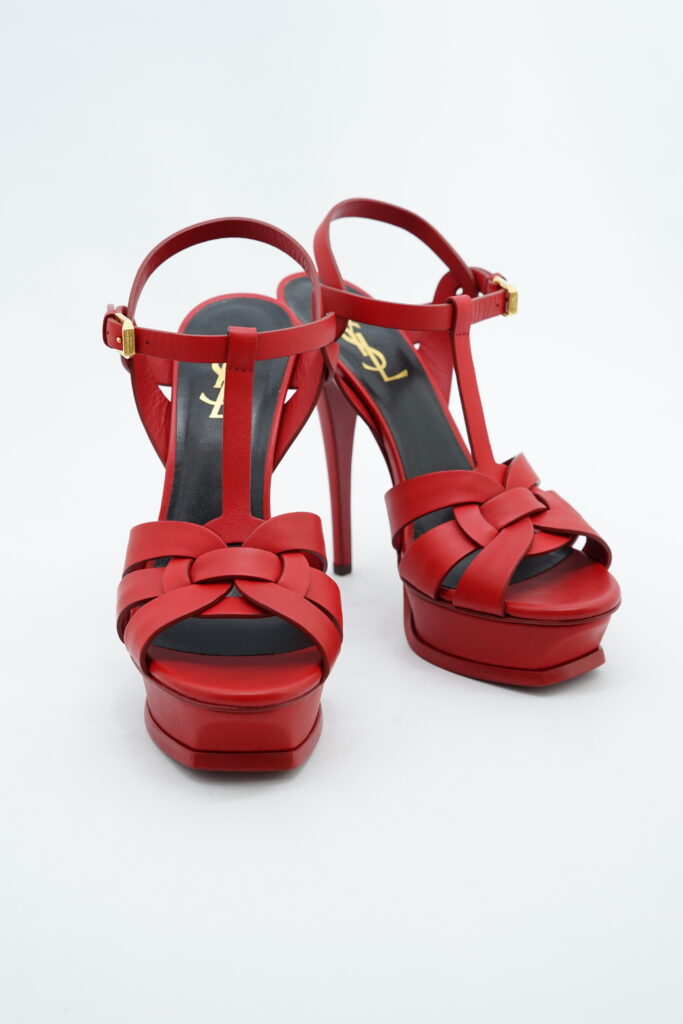 Saint Laurent Tribute Sandals Red GHW