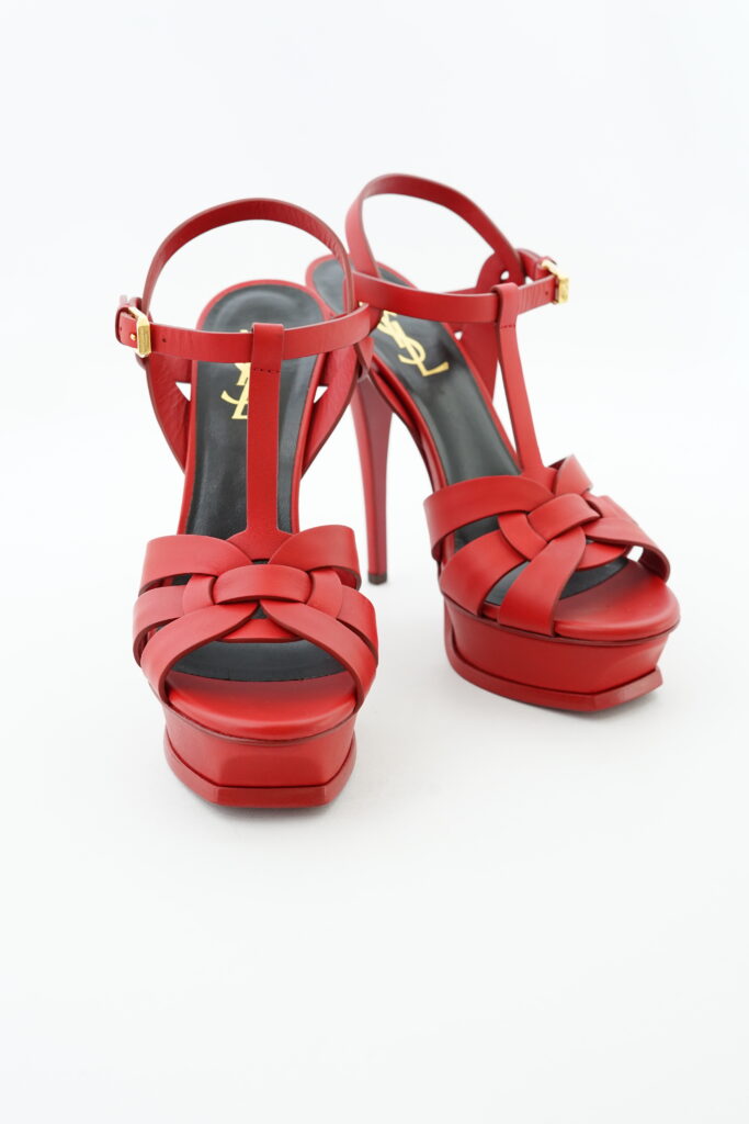 Saint Laurent Tribute Sandals Red GHW
