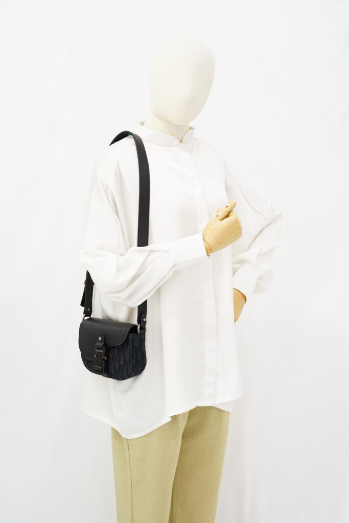 Dior Mini Saddle Messenger Bag Canvas Oblique Black