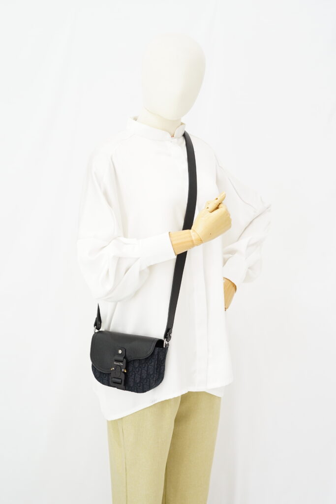 Dior Mini Saddle Messenger Bag Canvas Oblique Black