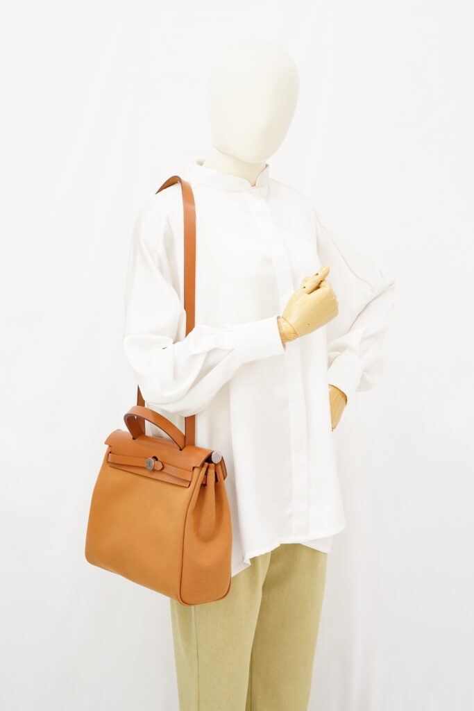 Hermes Herbag 31 Canvas Caramel Magnolia PHW