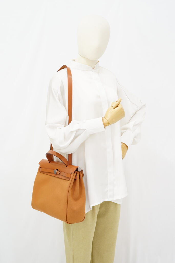 Hermes Herbag 31 Canvas Caramel Magnolia PHW