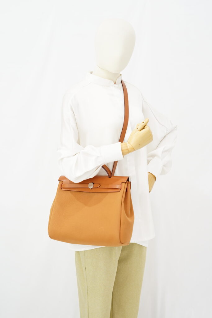 Hermes Herbag 31 Canvas Caramel Magnolia PHW