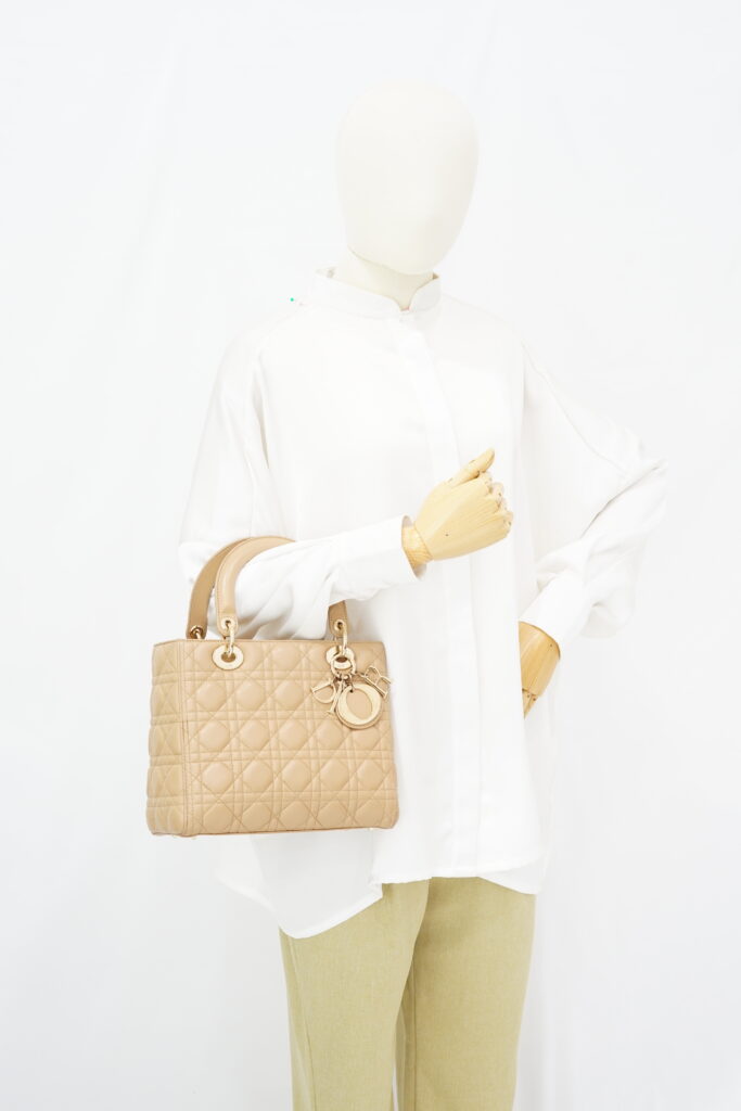 Dior Lady Dior Medium Dark Beige GHW