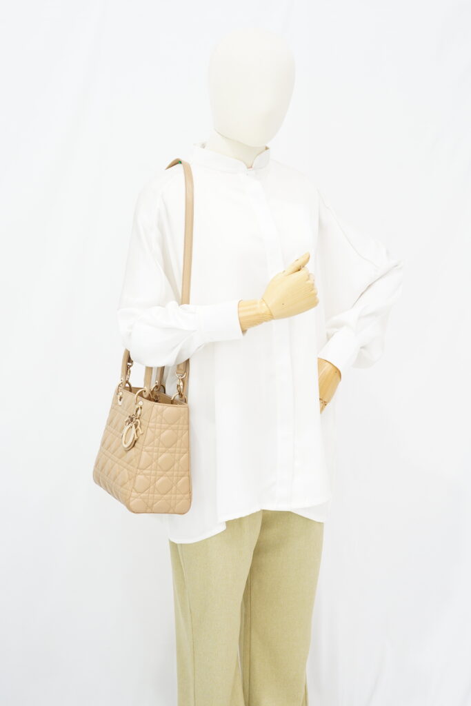 Dior Lady Dior Medium Dark Beige GHW