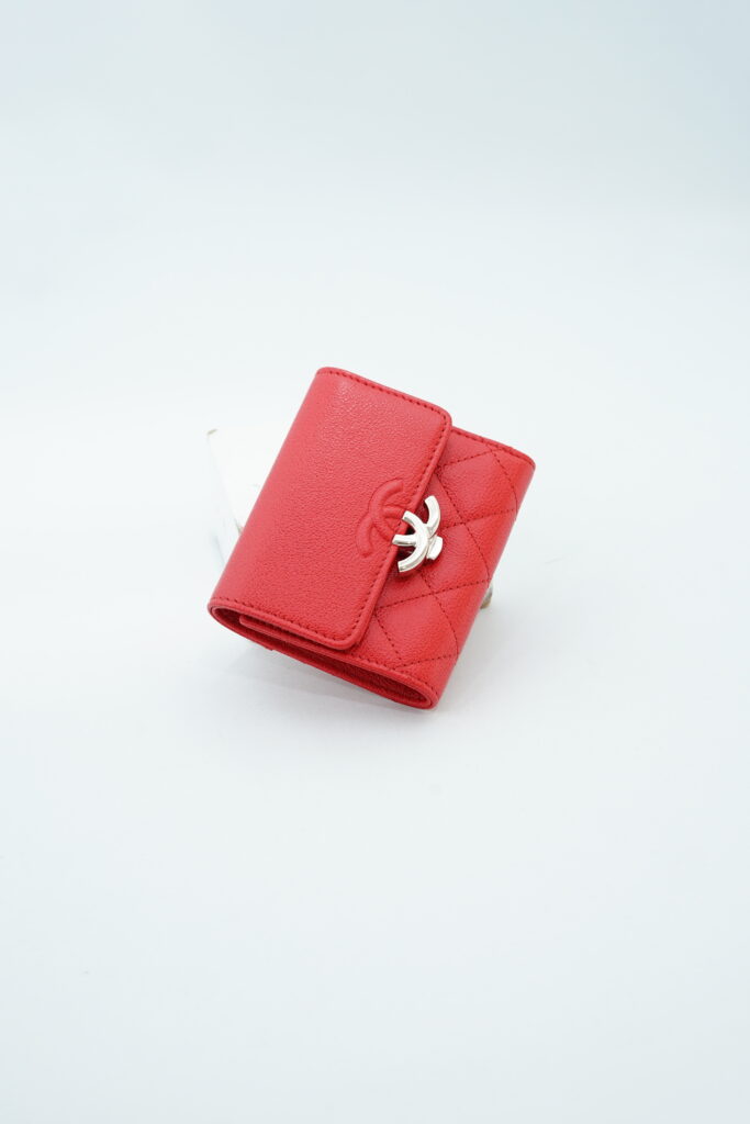 Chanel Trifold Wallet Mini Caviar Red SHW