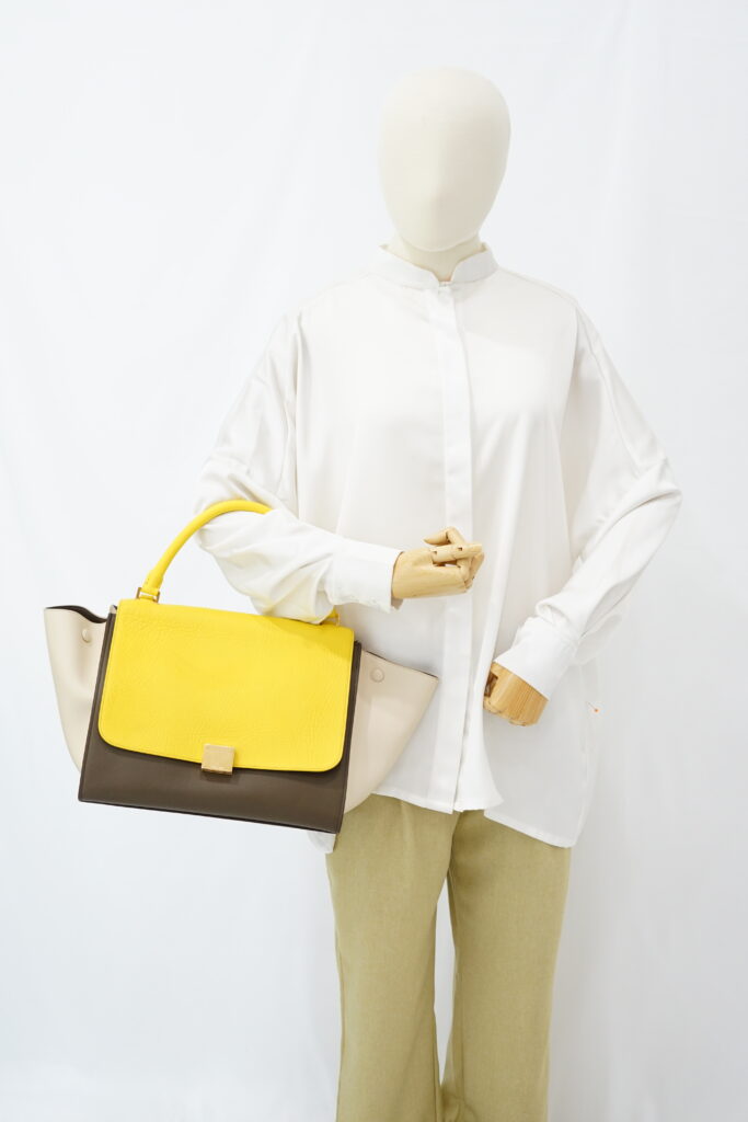 Celine Trapeze Medium Yellow Beige GHW