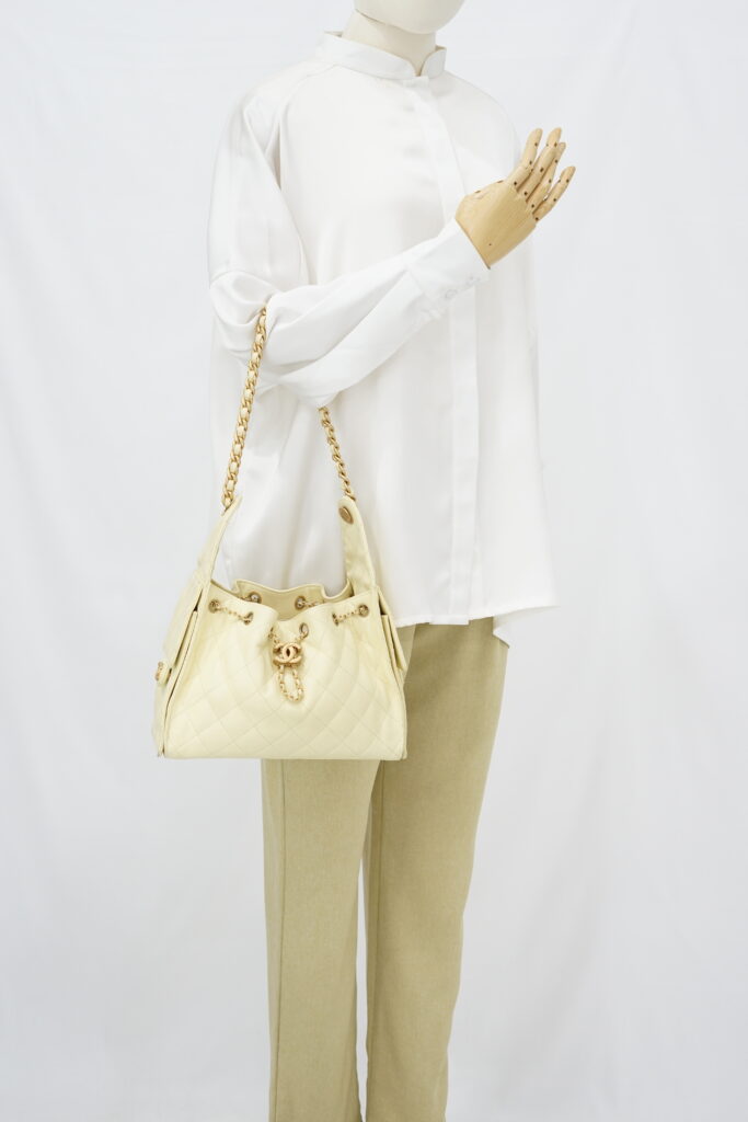 Chanel C25 Small Caviar Light Yellow GHW