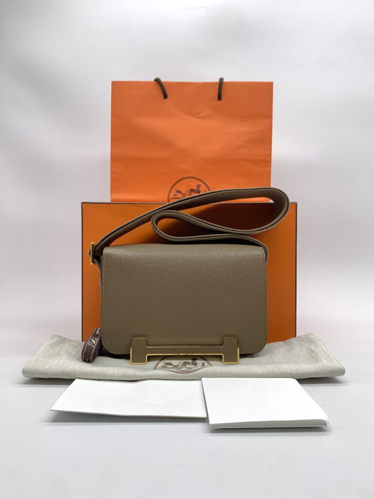 Hermes Geta Chevre Etoupe GHW