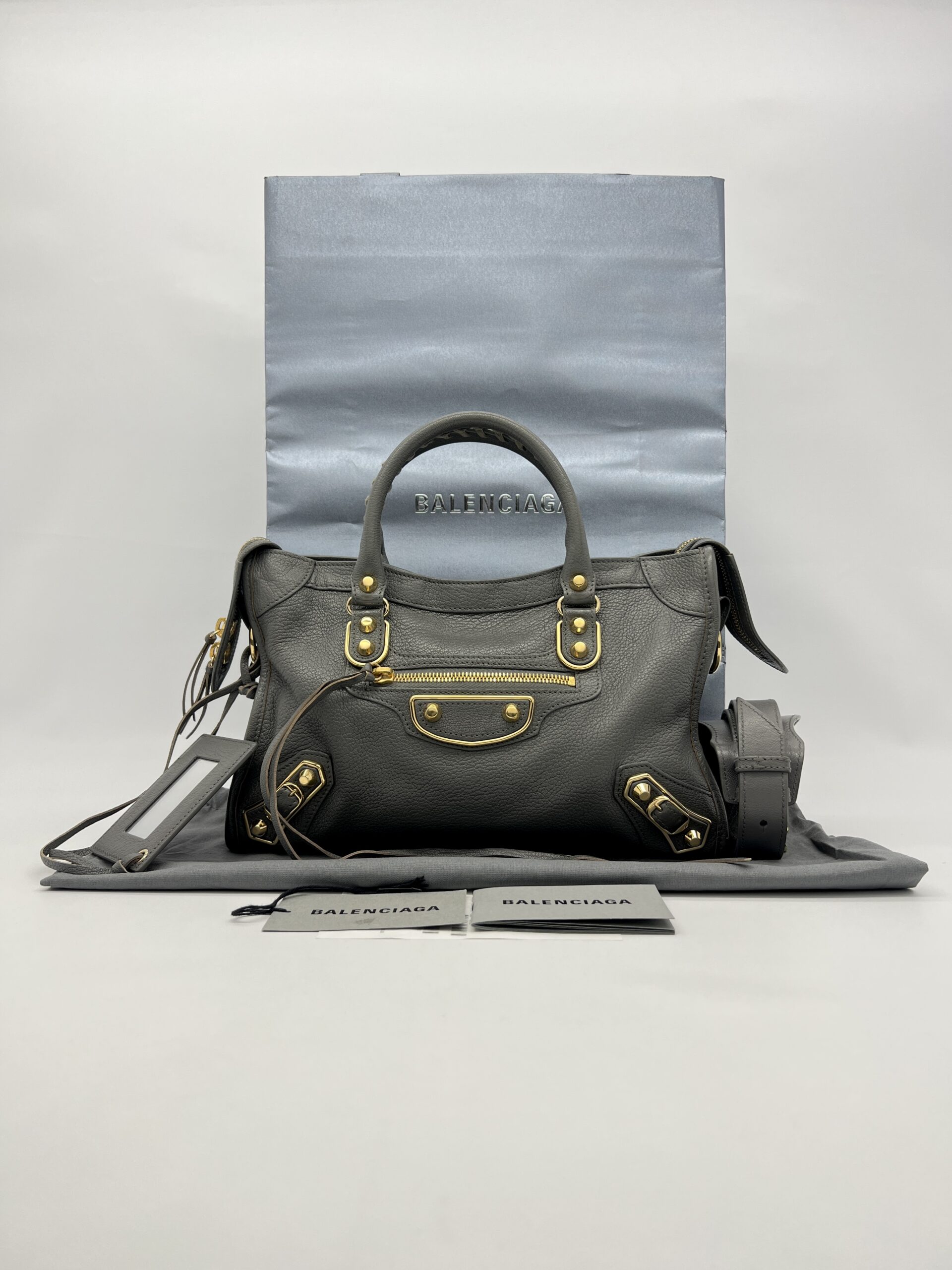 Balenciaga Small City Edge Chevre Grey GHW