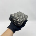 Dior Zipped Pouch With Strap Canvas Oblique Blue SHW