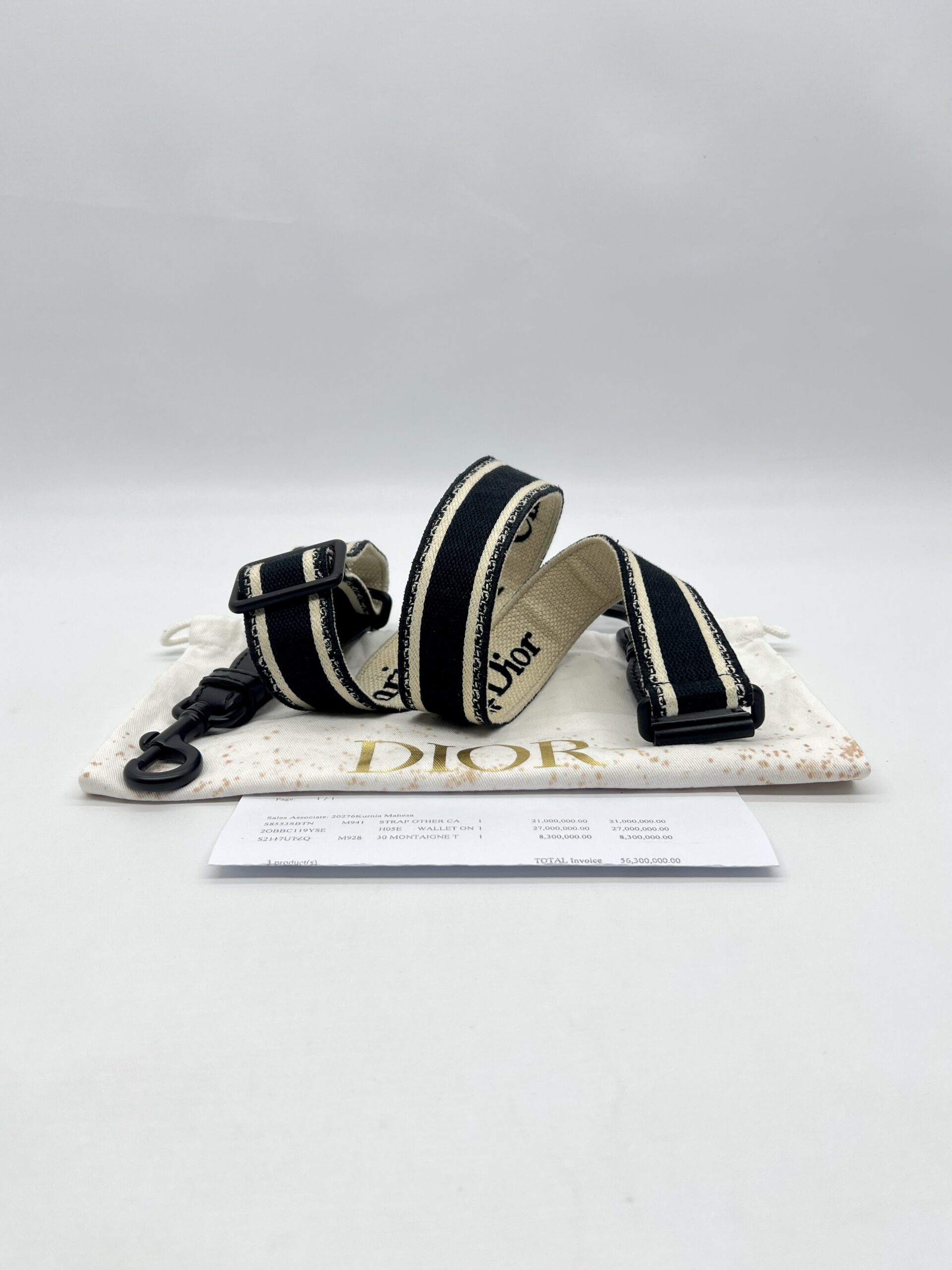Dior Adjustable Shoulder Strap Ultramatte Black Embroidery