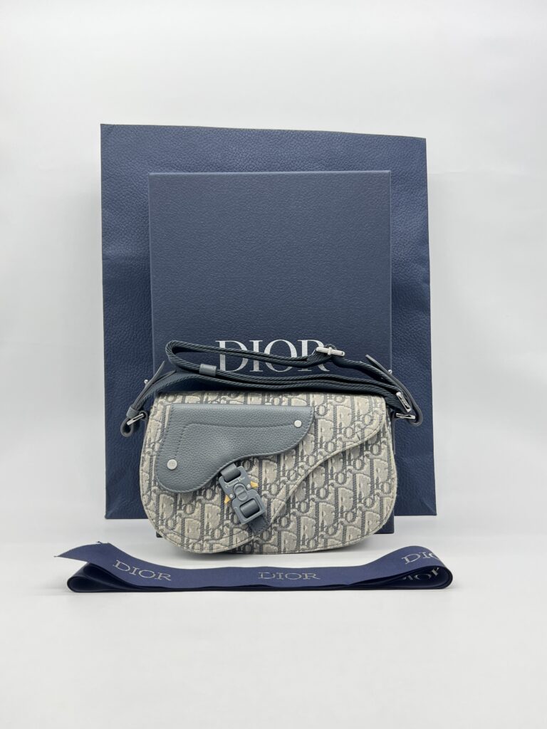Dior Saddle Messenger Bag Canvas Oblique Grey
