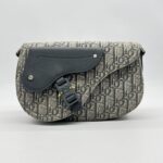 Dior Saddle Messenger Bag Canvas Oblique Grey