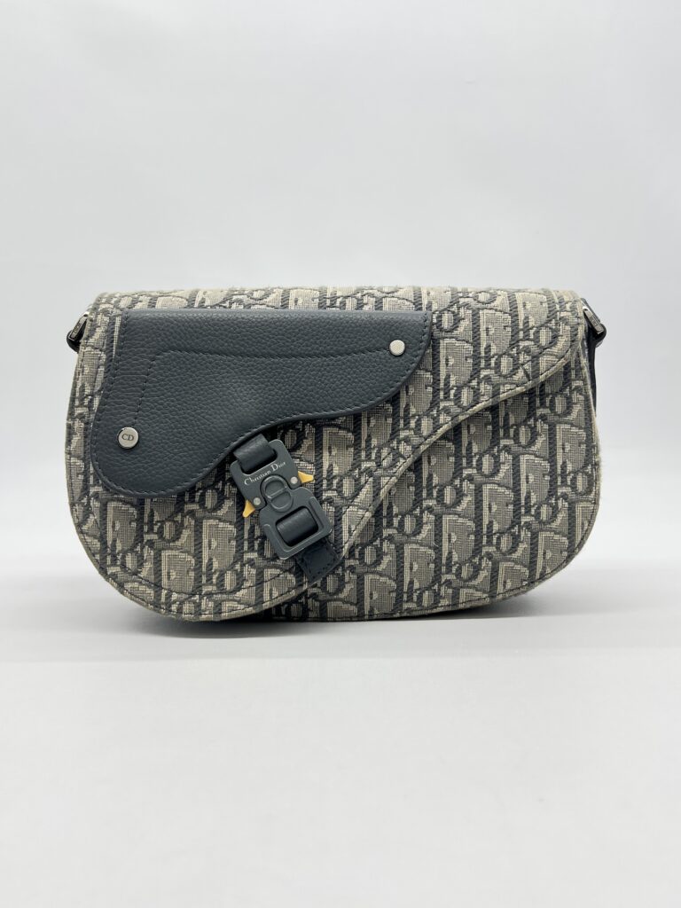 Dior Saddle Messenger Bag Canvas Oblique Grey