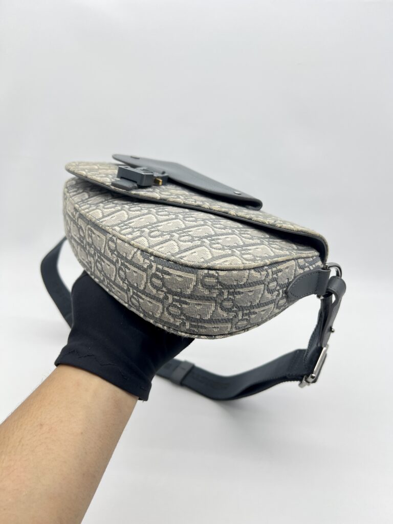 Dior Saddle Messenger Bag Canvas Oblique Grey