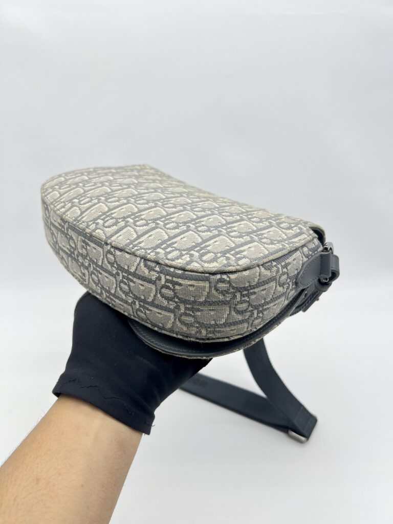 Dior Saddle Messenger Bag Canvas Oblique Grey