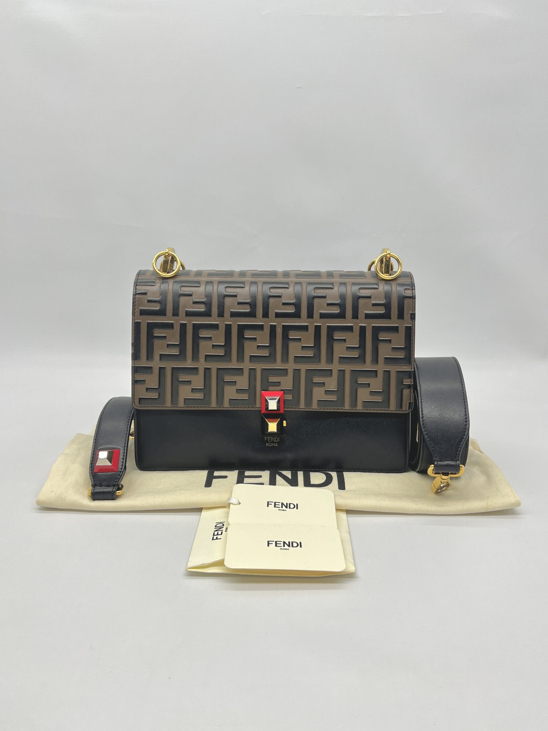 Fendi Kan I Black Brown FF GHW