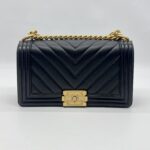 Chanel Boy 25 Chevron Black GHW