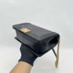 Chanel Boy 25 Chevron Black GHW