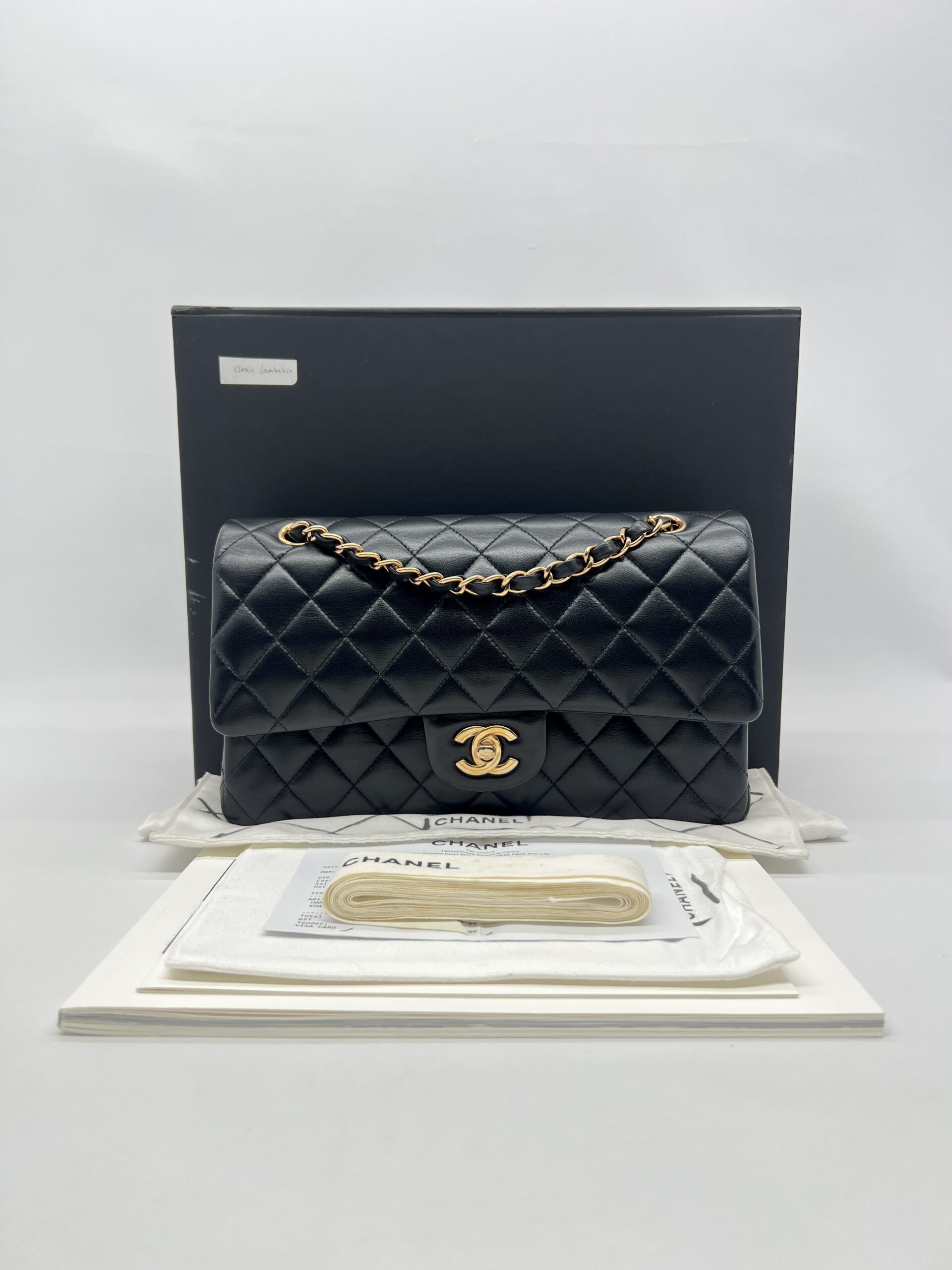 Chanel Medium Classic D Flap Lambskin Black GHW