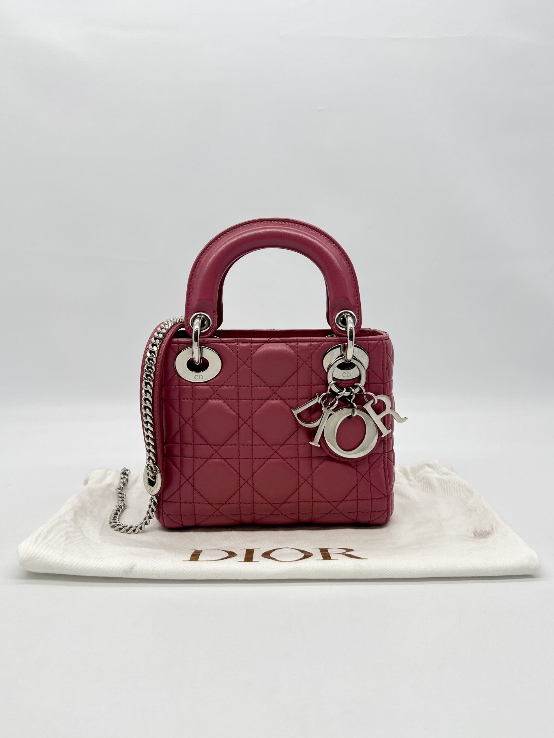 Dior Lady Dior Mini Lambskin Pink SHW