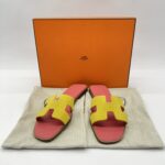 Hermes Oran Yellow Suede Pink Sole