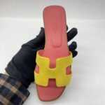 Hermes Oran Yellow Suede Pink Sole