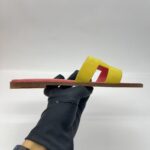 Hermes Oran Yellow Suede Pink Sole