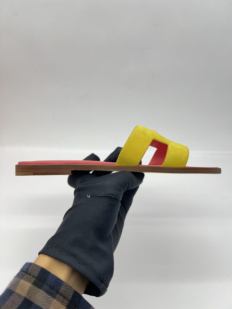 Hermes Oran Yellow Suede Pink Sole