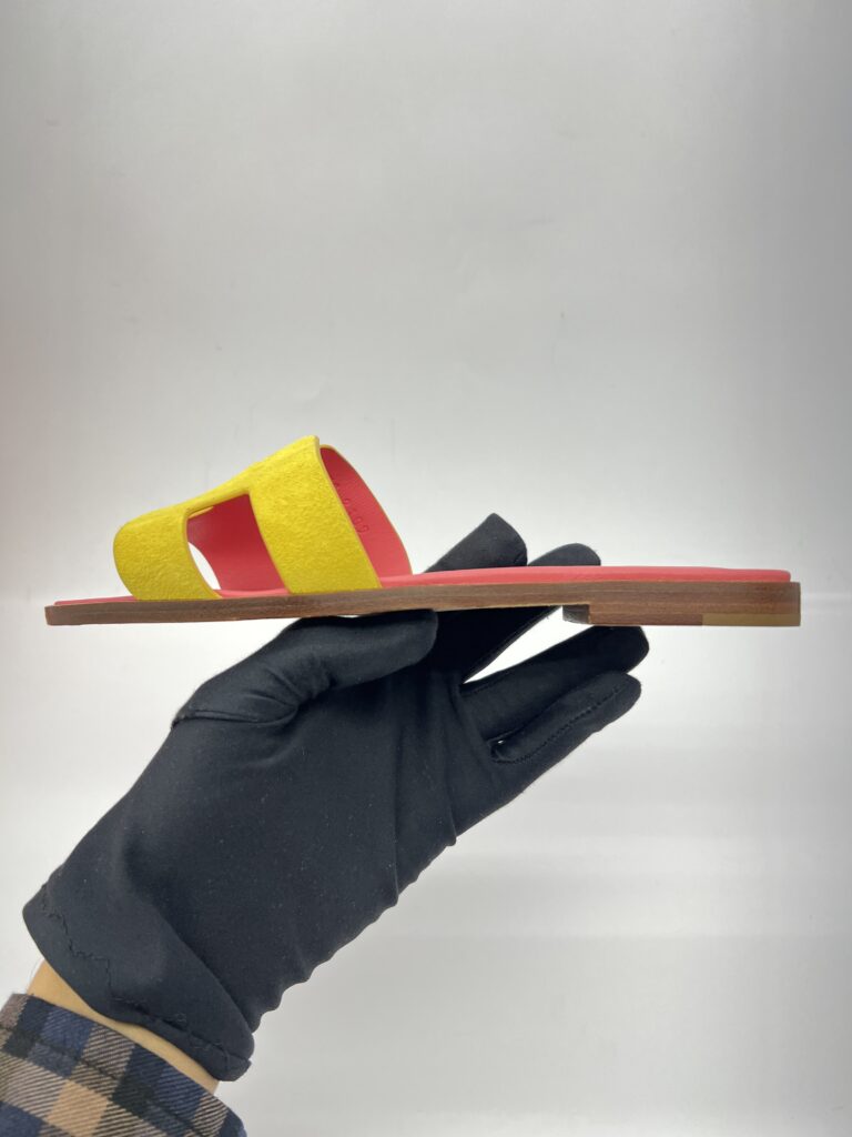 Hermes Oran Yellow Suede Pink Sole