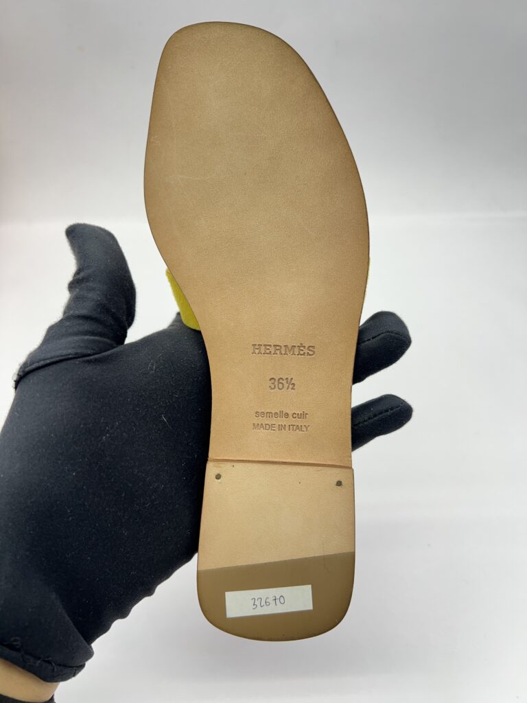 Hermes Oran Yellow Suede Pink Sole