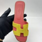 Hermes Oran Yellow Suede Pink Sole