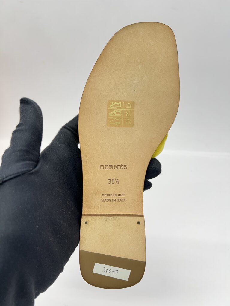 Hermes Oran Yellow Suede Pink Sole