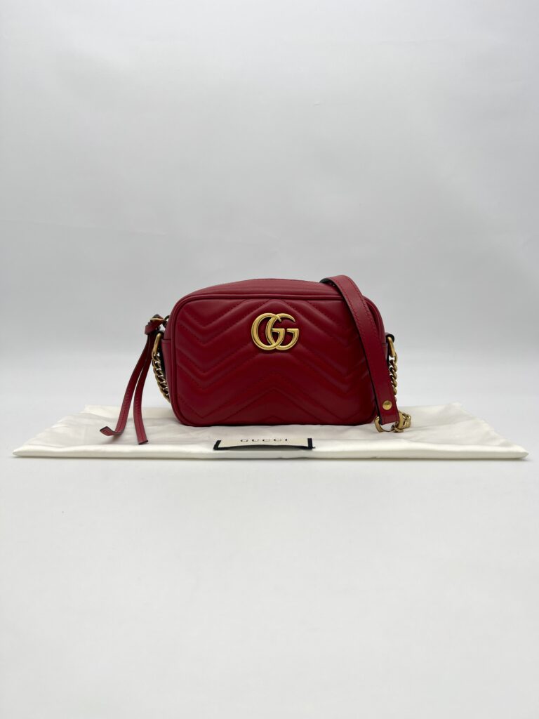 Gucci Mini Marmont Camera Bag Red GHW