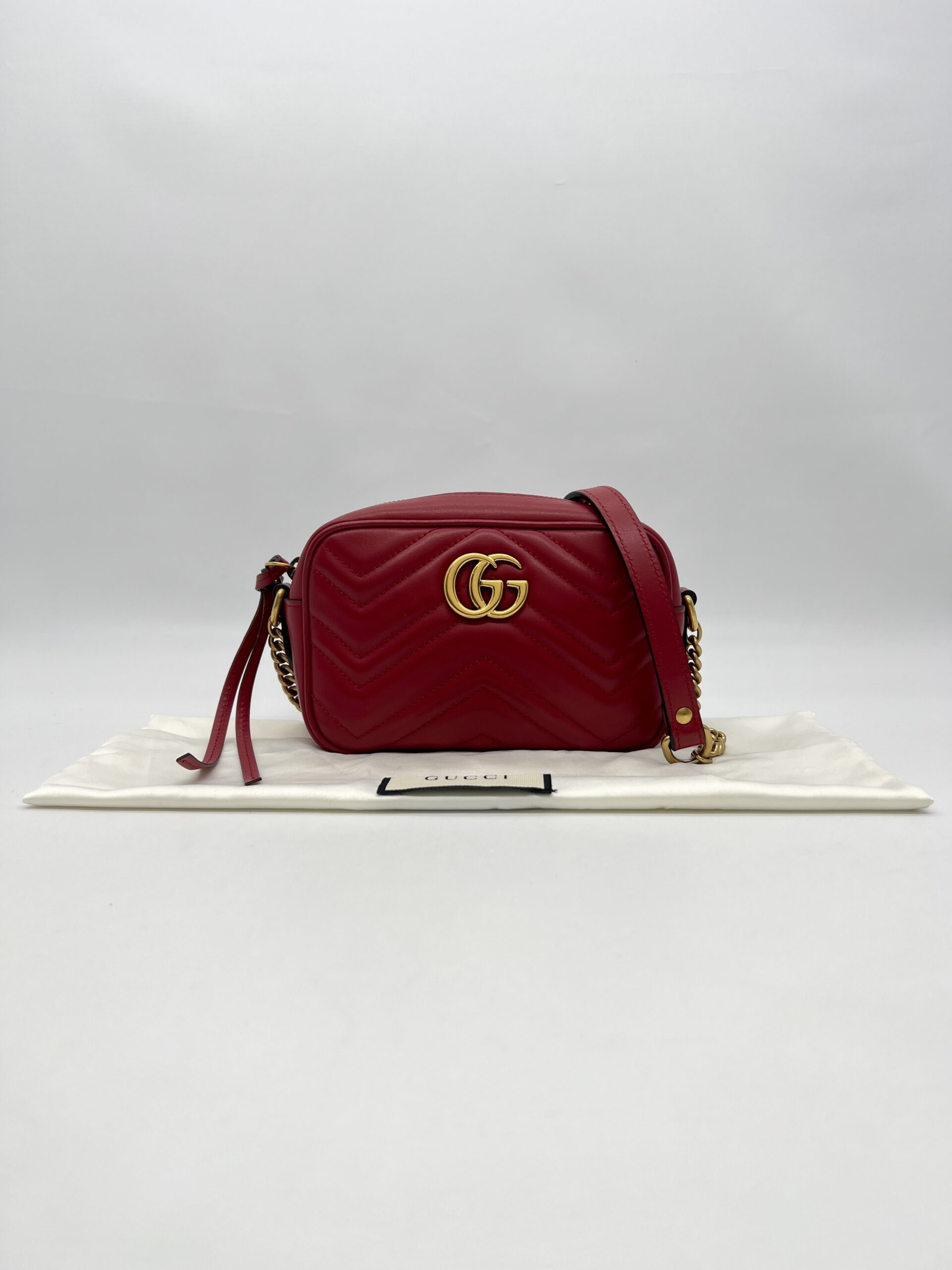 Gucci Mini Marmont Camera Bag Red GHW