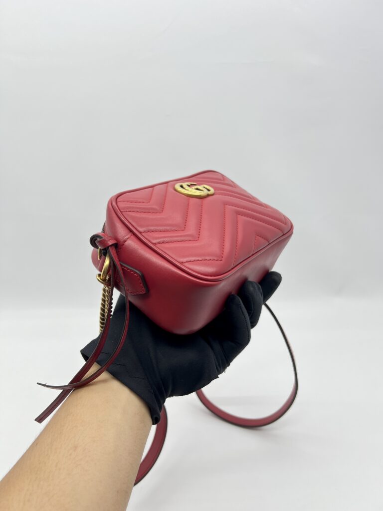 Gucci Mini Marmont Camera Bag Red GHW
